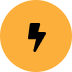 Icon showing an orange circle with a lightening symbol