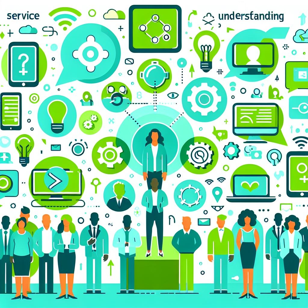AI generated image representing change agents, with cartoon people and green technology symbols indicating transformation with technology